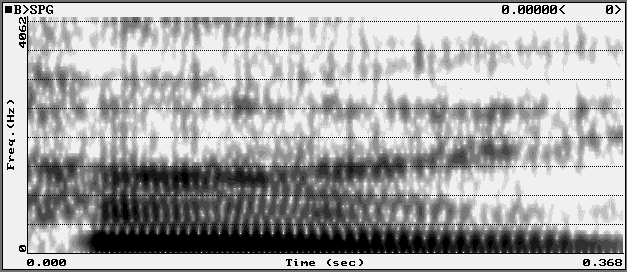 wide-band spectrogram of [haj]