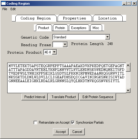 Coding Region Page