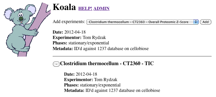 Koala dataset selection back-end