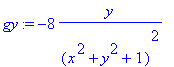 gy := -8*y/((x^2+y^2+1)^2)