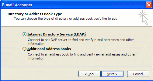 Image of 'Selecting LDAP' window