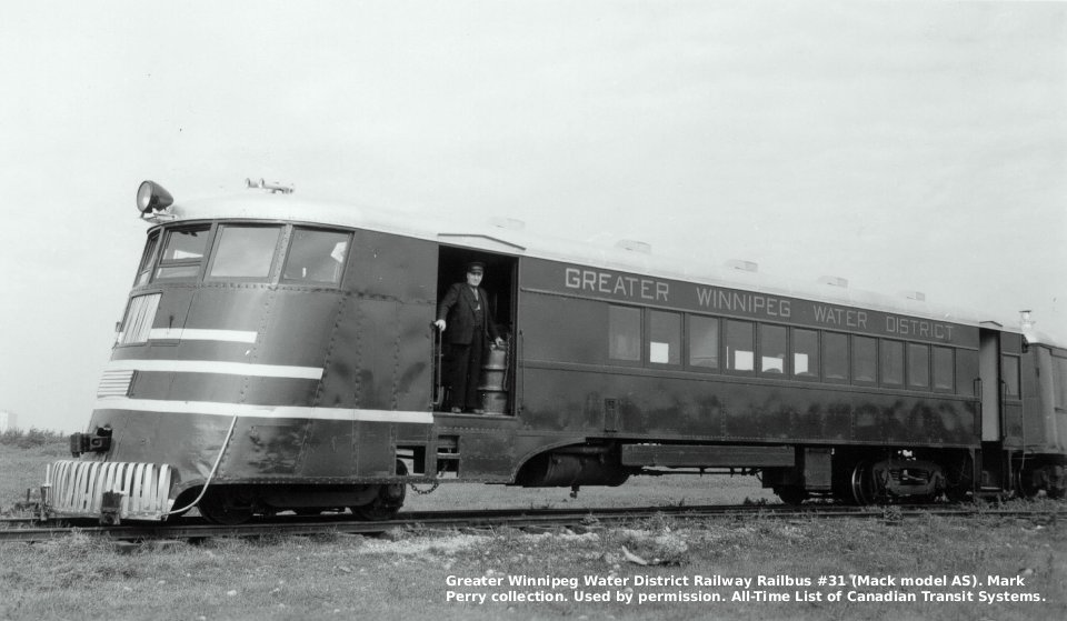Greater Winnipeg Water District 31 Mack AS railbus (Mark Perry coll.)