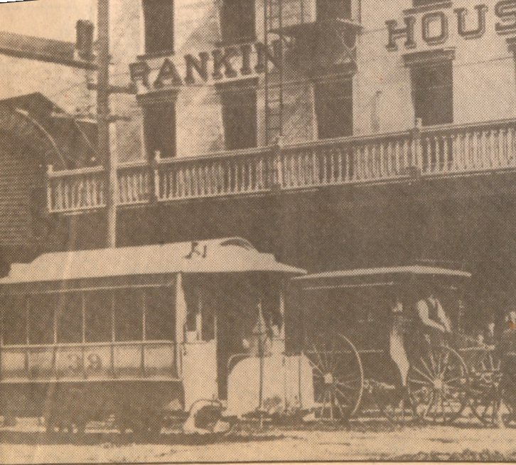 Chatham Street Railway car 39 in front of Rankin House