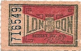 London Street Railway ticket (front)