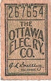 Ottawa Electric Railway ticket (front)