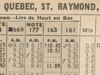 Saint-Raymond Quebec commuter schedule (CNR Table 84 1937 June 27)
