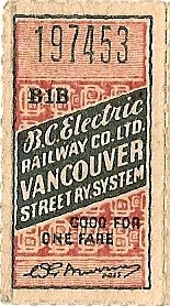 Vancouver BCER ticket (front)
