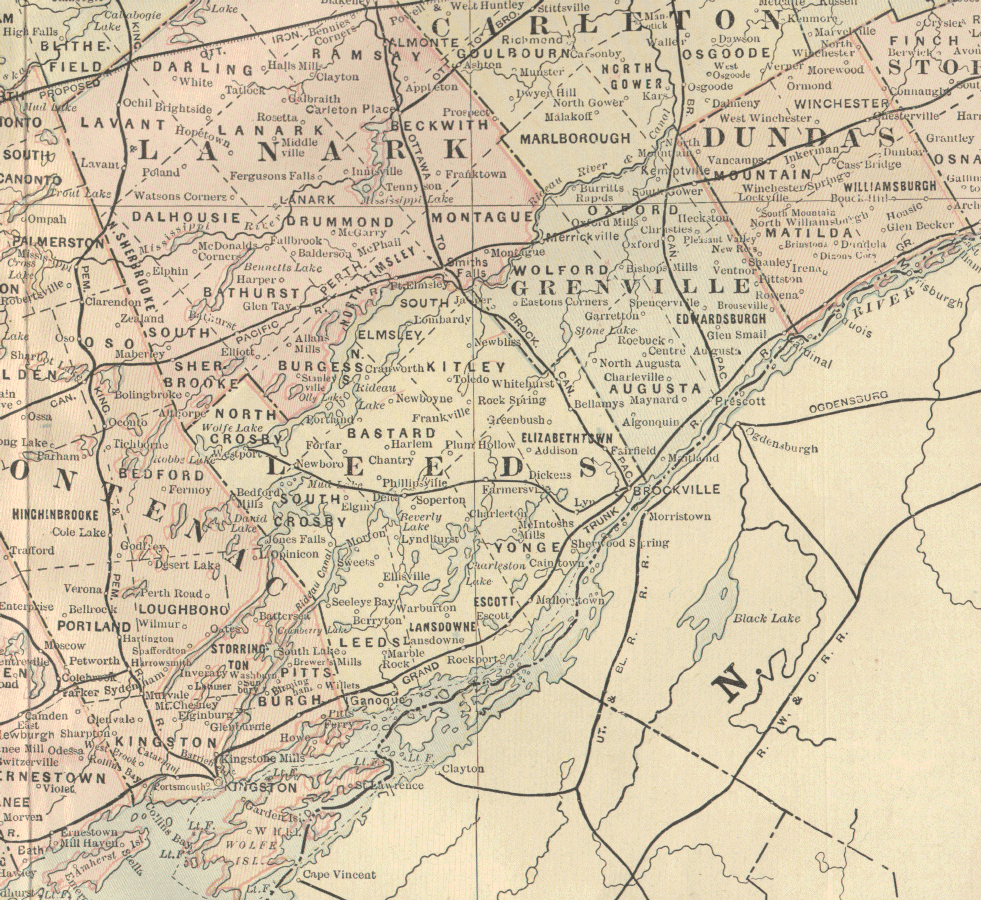 Map of Eastern Ontario Counties (1891) .